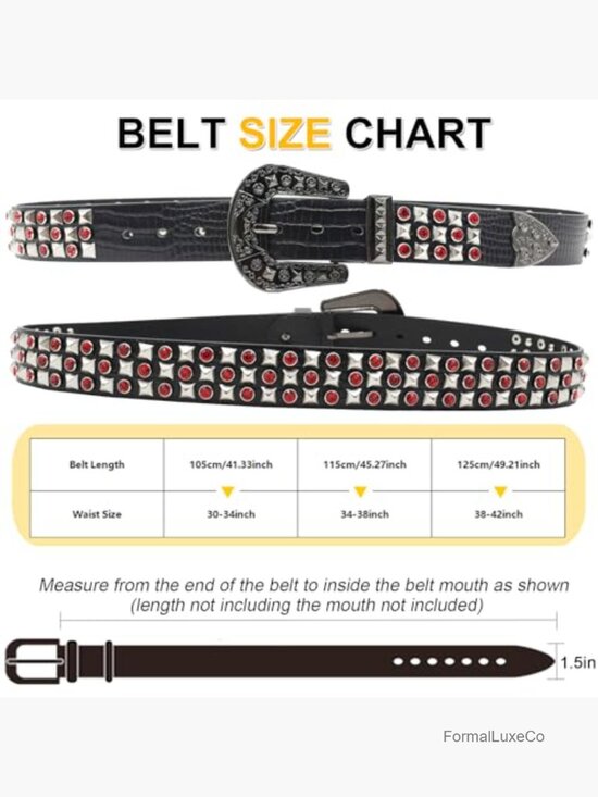 Studded Rhinestone Belt - Y2k Cowboy Punk Style Unisex